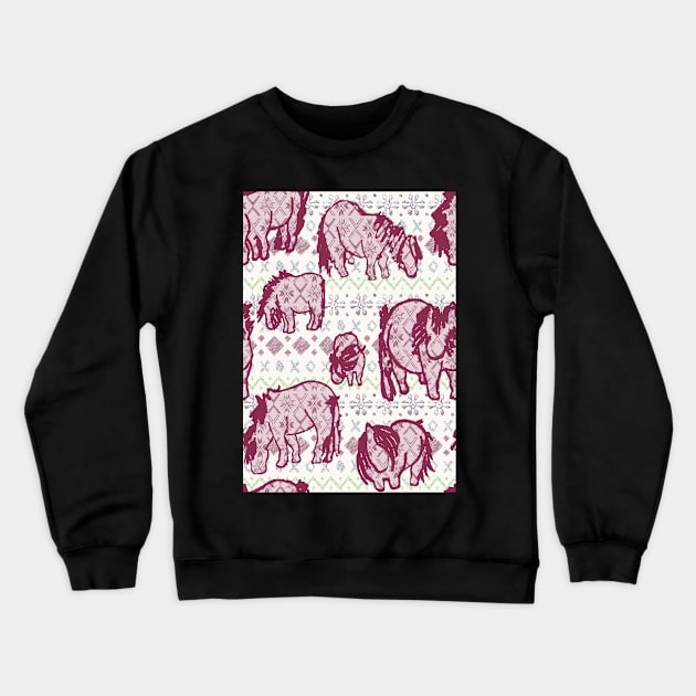 Fairisle Shetland Ponies - Red Crewneck Sweatshirt by Juliewdesigns